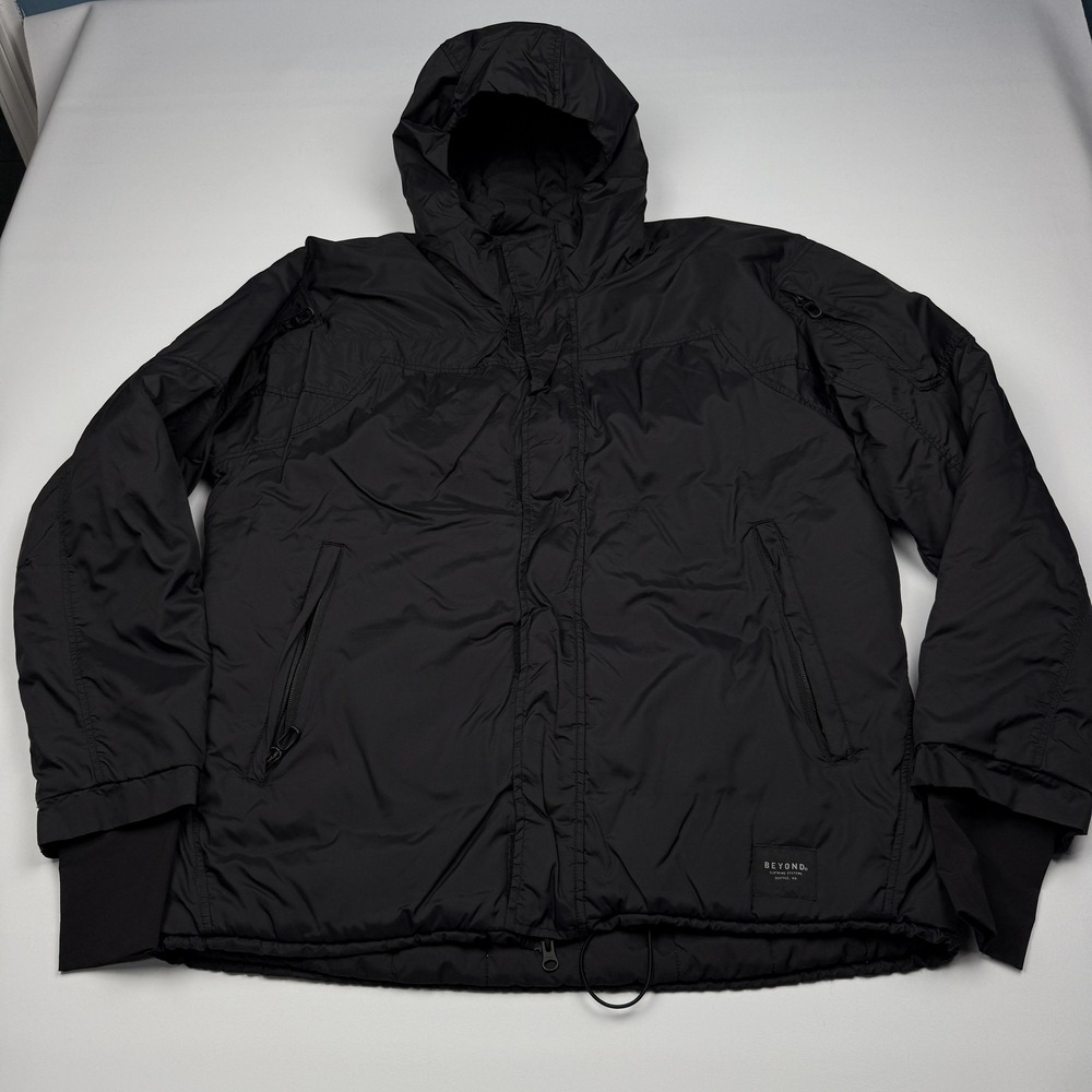 Beyond Clothing Jacket Mens XL Black Hooded Primaloft Puffer Insulated